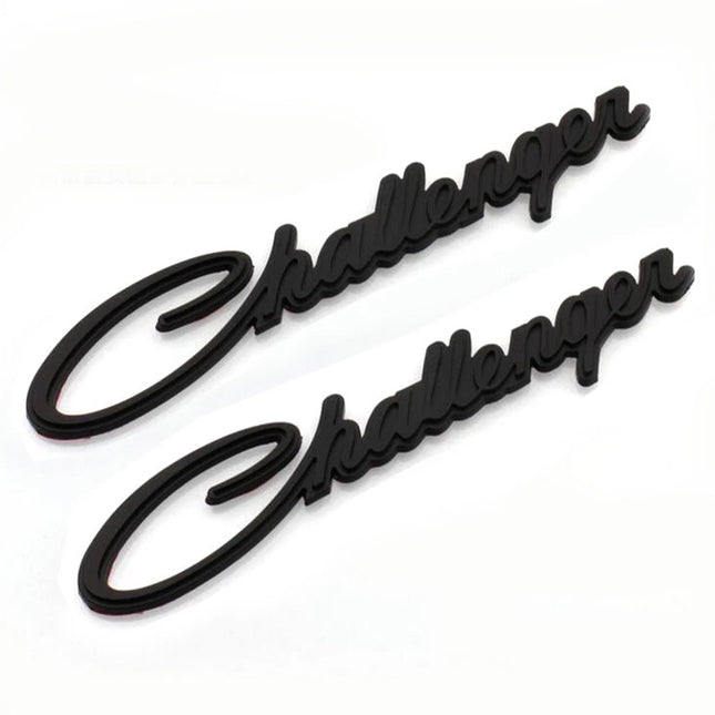 Hood CHALLENGER Letter Emblem Badge Fits 2009–2023 Dodge Challenger (Black/Chrome) 2-Pack