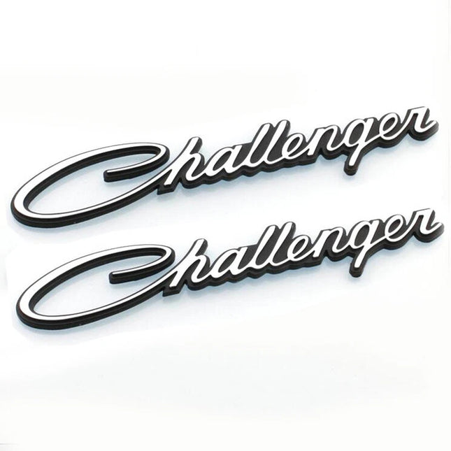 Challenger Emblem Badge Fits Dodge Challenger Chrysler Replacement (Black/Chrome)