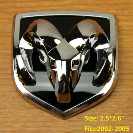 Grille Emblem Badge Fits 2002-2005 Ram 1500/2500 Genuine Replacement (Black/Chrome)