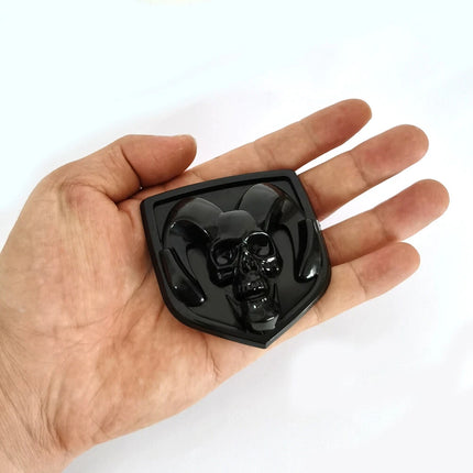 Grille Skull Emblem Badge for 2002-05 Ram 1500/2500 Replacement (Black/Red)