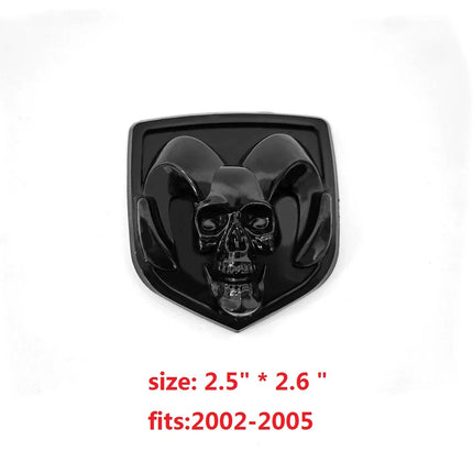 Grille Skull Emblem Badge for 2002-05 Ram 1500/2500 Replacement (Black/Red)