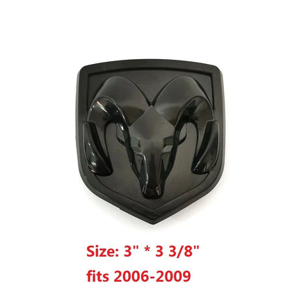 Grille Ram Emblem Badge 3D Replacement for 2006-2009 RAM 1500 2500 (Black/Chrome)