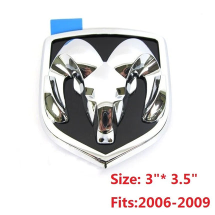 Grille Ram Emblem Badge 3D Replacement for 2006-2009 RAM 1500 2500 (Black/Chrome)