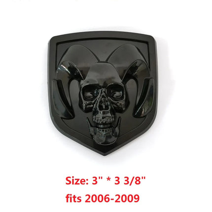 Grille Skull Emblem Badge 3D Replacement for 2006-2009 RAM 1500 2500 Black