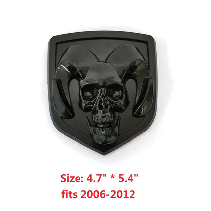 Grille Skull Emblem Badge for 2006-2012 Ram 1500/2500 Replacement (Black/Red)
