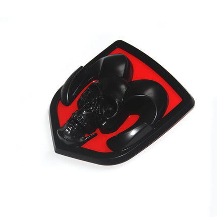 Grille Skull Emblem Badge for 2006-2012 Ram 1500/2500 Replacement (Black/Red)