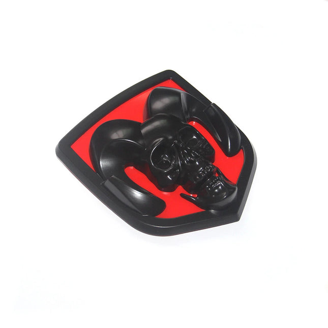 Grille Skull Emblem Badge for 2006-2012 Ram 1500/2500 Replacement (Black/Red)