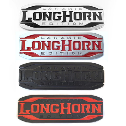 1Pack Emblem for 2019-2025 RAM1500 2500 LARAMIE LONGHORN Badge (Black/Red/Chrome)