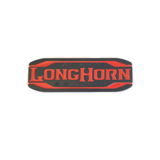 1Pack Emblem for 2019-2025 RAM1500 2500 LARAMIE LONGHORN Badge (Black/Red/Chrome)