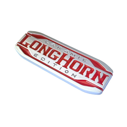 1Pack Emblem for 2019-2025 RAM1500 2500 LARAMIE LONGHORN Badge (Black/Red/Chrome)
