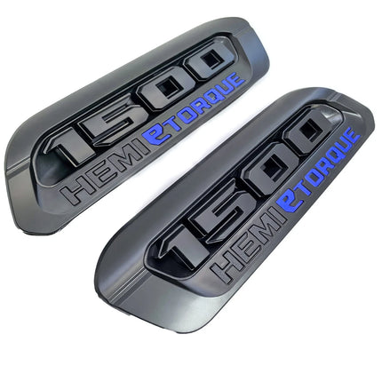 2Pack Emblems for RAM 1500 Etorque Exterior Badges - Blue/Black/Red