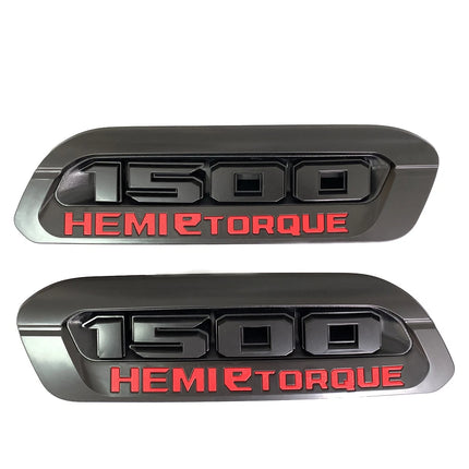 2Pack Emblems for RAM 1500 Etorque Exterior Badges - Blue/Black/Red