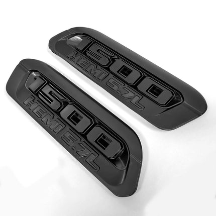 2Pack Emblems for RAM 1500 Heavy Duty Left & Right Hood Badges (Black/Red)