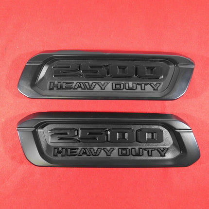 2Pack Emblems for RAM 2500 Heavy Duty Hood Badges (Black/Red/Chrome)