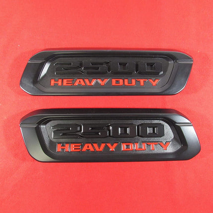 2Pack Emblems for RAM 2500 Heavy Duty Hood Badges (Black/Red/Chrome)