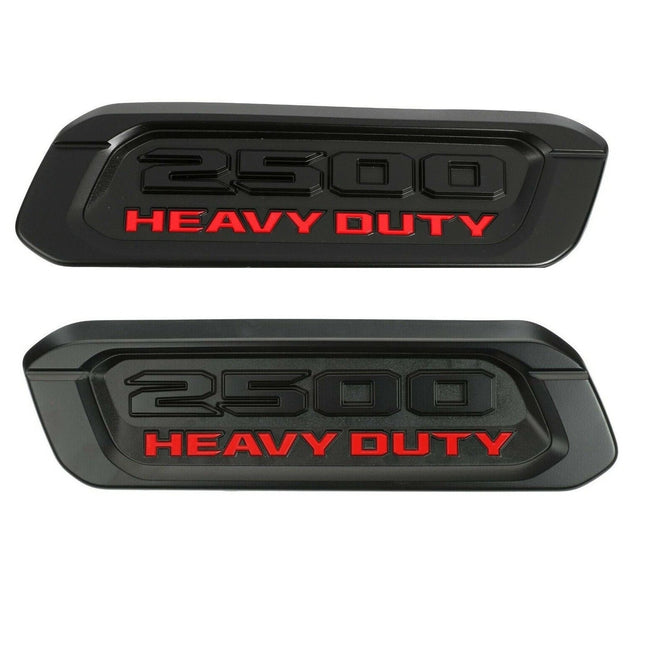 2Pack Emblems for RAM 2500 Heavy Duty Hood Badges (Black/Red/Chrome)