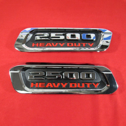 2Pack Emblems for RAM 2500 Heavy Duty Hood Badges (Black/Red/Chrome)