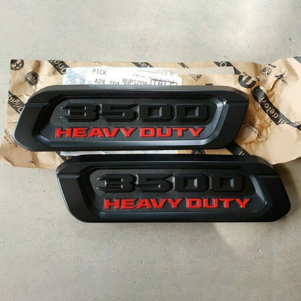 2Pack Emblems for RAM 3500 Heavy Duty Hood Badges (Black/Red/Chrome)