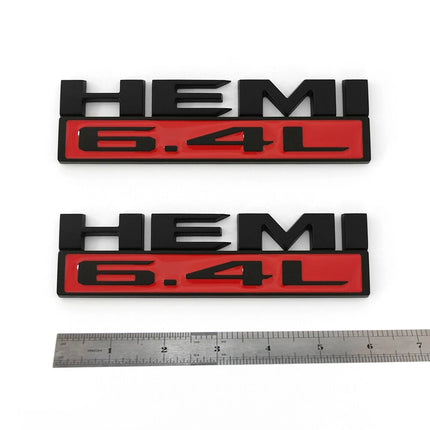 2Pack Badges For 2019-2024 RAM 2500 3500 6.4L HEMI Emblem Replacement (Black/Red/White/Chrome)