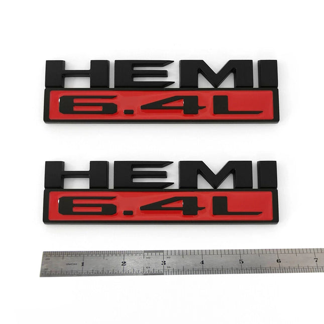2Pack Badges For 2019-2024 RAM 2500 3500 6.4L HEMI Emblem Replacement (Black/Red/White/Chrome)