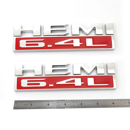 2Pack Badges For 2019-2024 RAM 2500 3500 6.4L HEMI Emblem Replacement (Black/Red/White/Chrome)