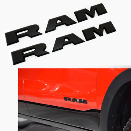 2Pack Front Emblems for 2019 2020 RAM 1500 2500 3500 Badge (Black/Red/Chrome)