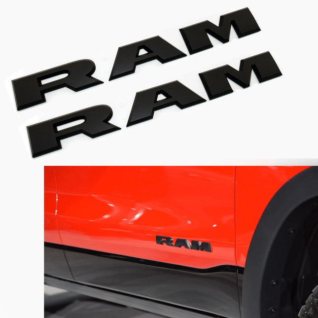 2Pack Front Emblems for 2019 2020 RAM 1500 2500 3500 Badge (Black/Red/Chrome)