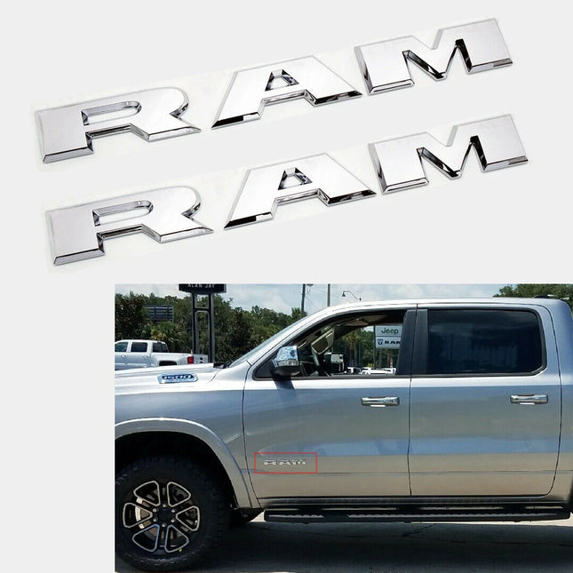 2Pack Front Emblems for 2019 2020 RAM 1500 2500 3500 Badge (Black/Red/Chrome)