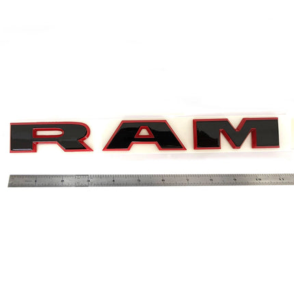 2Pack Front Emblems for 2019 2020 RAM 1500 2500 3500 Badge (Black/Red/Chrome)
