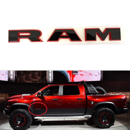 Emblem Set for 2019+ RAM 1500 4x4 Grille Tailgate 3D Badge Replacement (Black/Red) 5-Pack