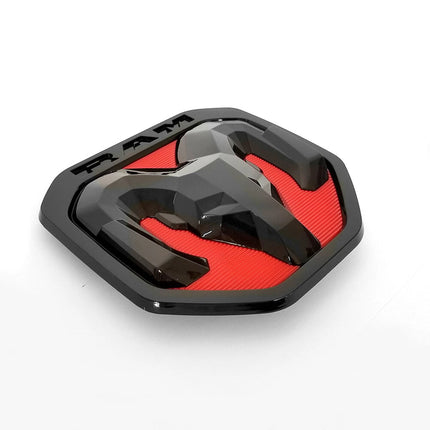 1Pack Tailgate Emblem for 2019-2024 Ram 1500 Rear Badge (Black/Chrome/Red)