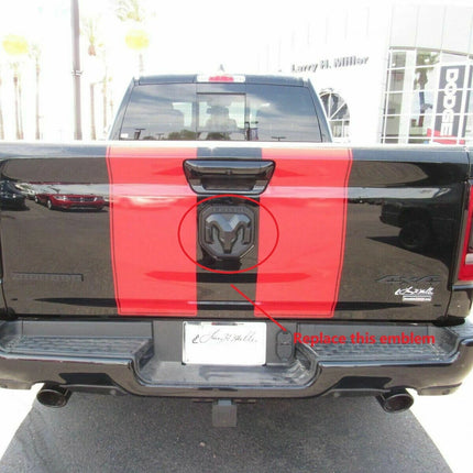 1Pack Tailgate Emblem for 2019-2024 Ram 1500 Rear Badge (Black/Chrome/Red)