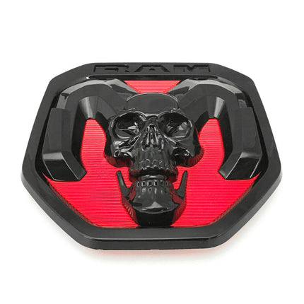 Skull Emblem for 2019+ RAM 1500/2500/3500 Tailgate Badge Replacement (Black/Red/Chrome)