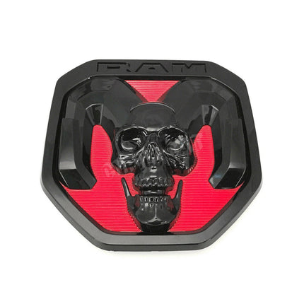 1Pack Skull Tailgate Badge For 2019-2024 RAM 1500/2500/3500 Emblem (Black/Red/Chrome)