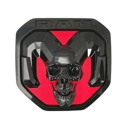Skull Emblem for 2019+ RAM 1500/2500/3500 Tailgate Badge Replacement (Black/Red/Chrome)