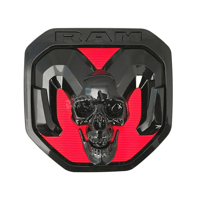 1Pack Skull Tailgate Badge For 2019-2024 RAM 1500/2500/3500 Emblem (Black/Red/Chrome)