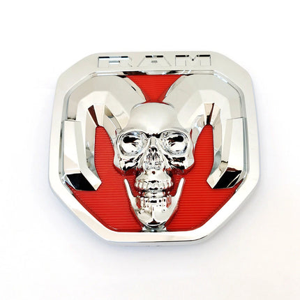 1Pack Skull Tailgate Badge For 2019-2024 RAM 1500/2500/3500 Emblem (Black/Red/Chrome)