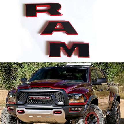 1Pack Grille Emblem for 2019 -2024 RAM 1500 Front Badge Replacement (Black/Red/Chrome)