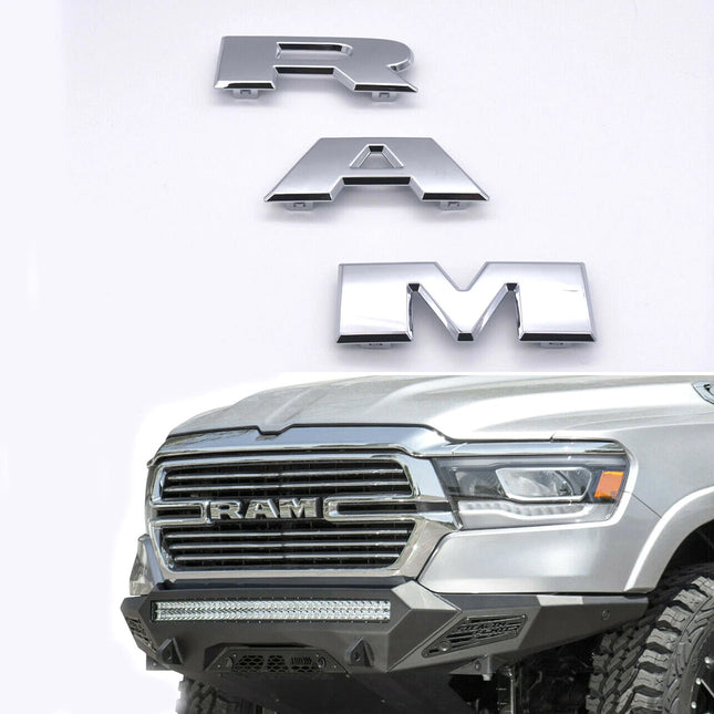 1Pack Grille Emblem for 2019-2024 RAM 2500 3500 Front 3D Badge (Black/Chrome)